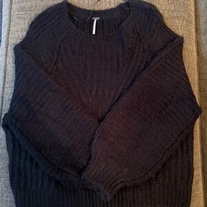 Free People Black Crew Neck Sweater